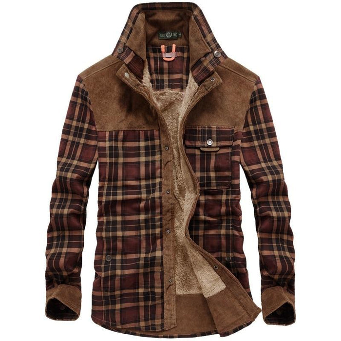 Flannel checked winter coat