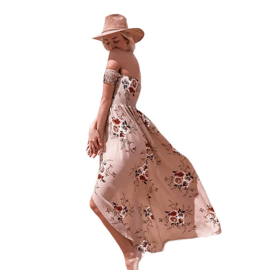 Floral Print Off-The-Shoulder Wrap Maxi Dress