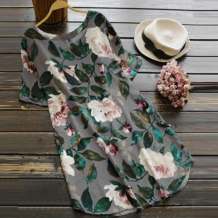 Floral Printed Short Sleeve Dress