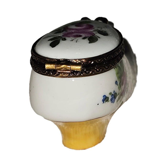 Charming Floral Shoe Box Porcelain Limoges Shoe French Trinket Box