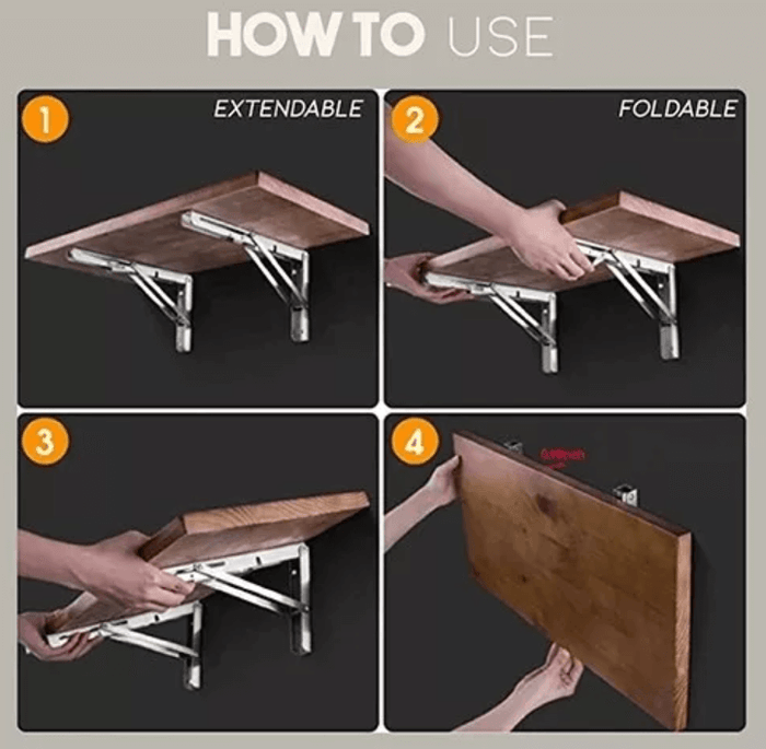Foldable Wall Shelf Bracket (2pcs)