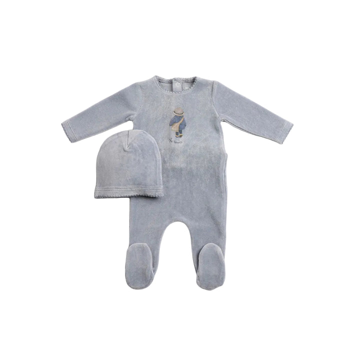 footie au revoir boy with beanie - blue horizon