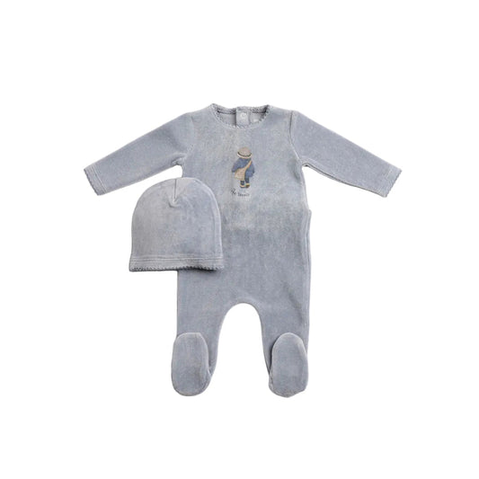 footie au revoir boy with beanie - blue horizon