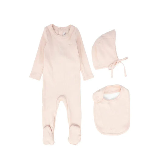 footie pico with bib and bonnet - pink