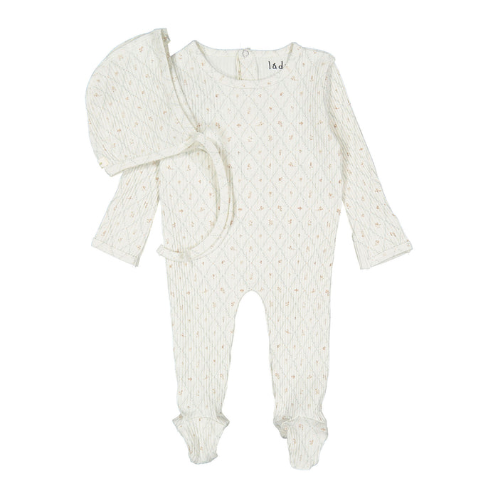 footie ribbed fairytale with bonnet - taupe