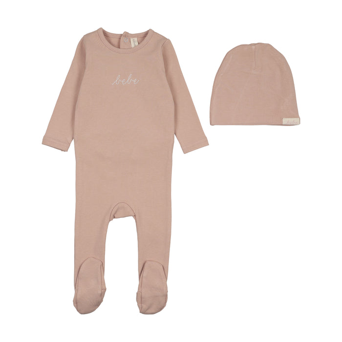 footie take me home bebe with beanie - dusty pink