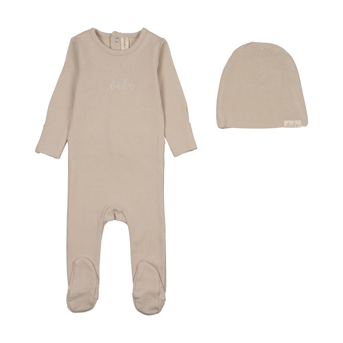 footie take me home bebe with beanie - oat