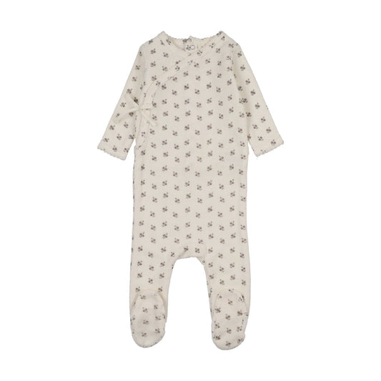 footie terry wrap - cream/blue