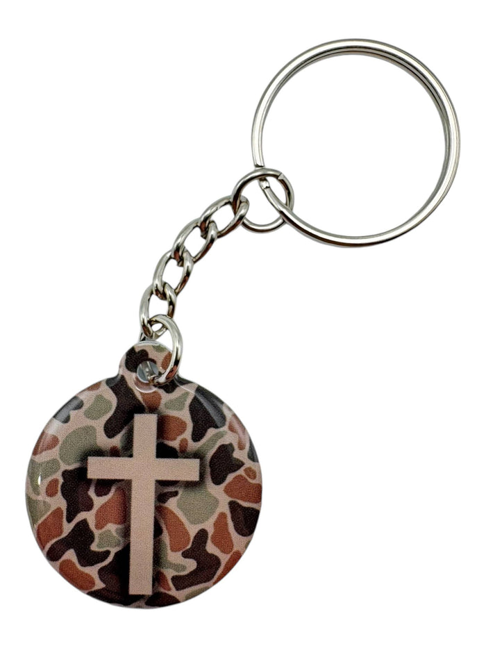 Forest Camo + Cross  | Tap To Pray® Acrylic Keychain
