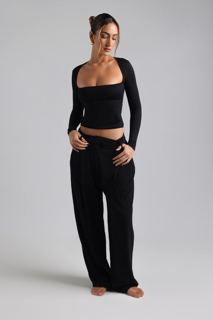Frame Long Sleeve Top - Black