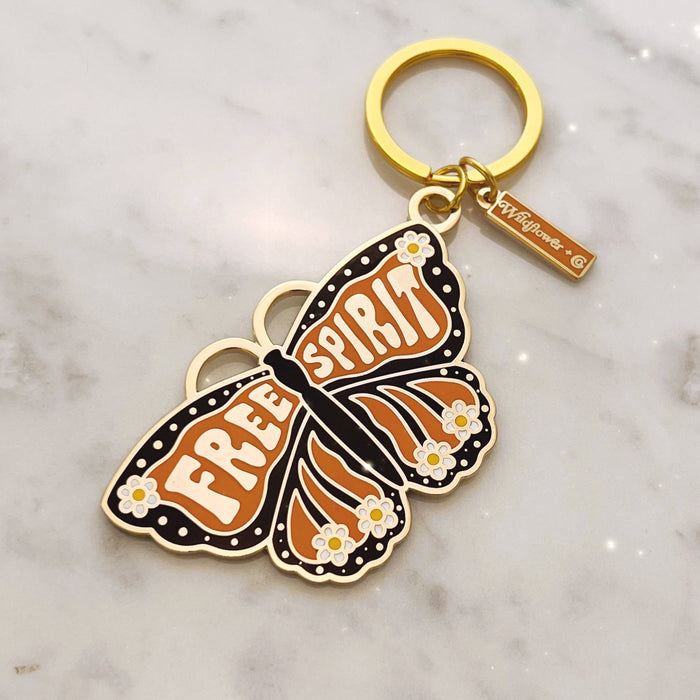 Free Spirit Butterfly Enamel Keychain