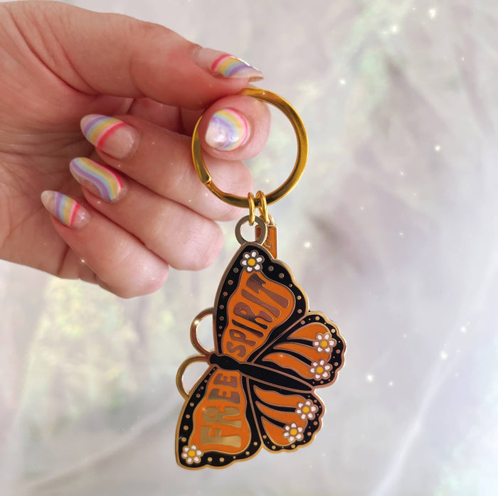 Free Spirit Butterfly Enamel Keychain
