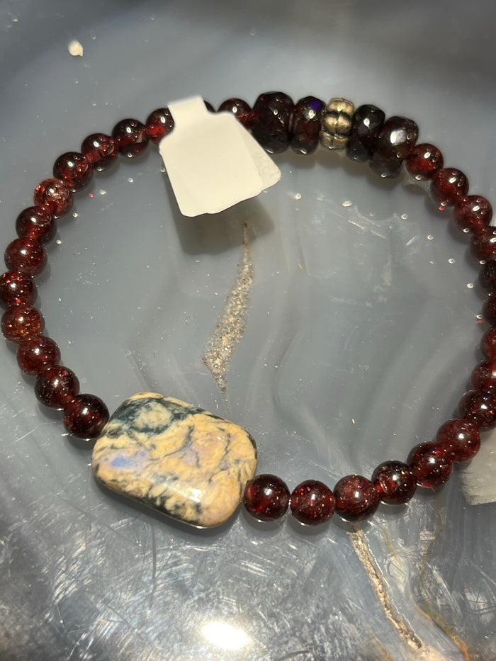 Garnet Bracelet with Dumorterite