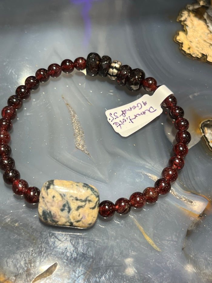 Garnet Bracelet with Dumorterite