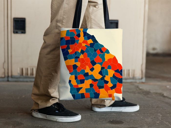 Georgia Map Tote Bag - GA Map Tote Bag 15x15
