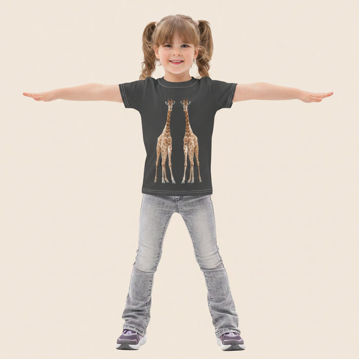 Giraffe Print Kids Cotton T-Shirt | All-Over Print