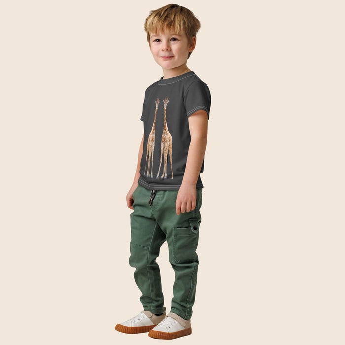 Giraffe Print Kids Cotton T-Shirt | All-Over Print