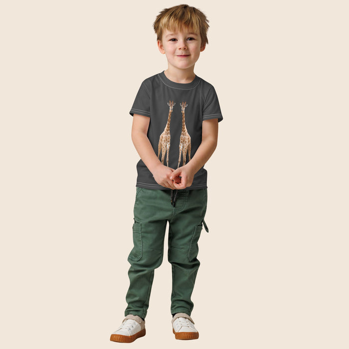 Giraffe Print Kids Cotton T-Shirt | All-Over Print