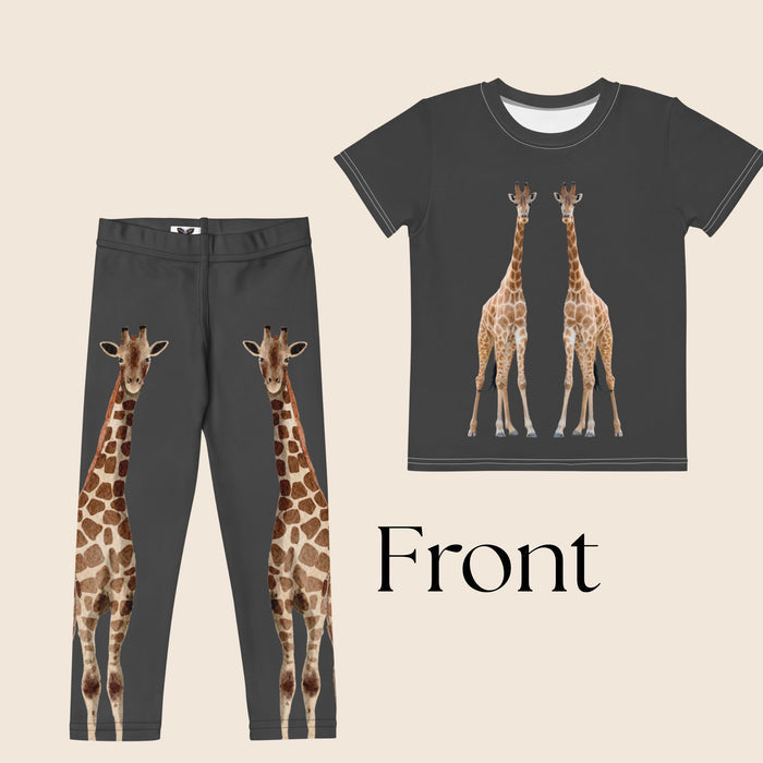 Giraffe Print Kids Matching Set | Leggings & Top