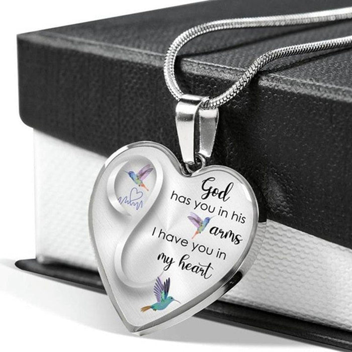 God Has You In His Arms Hummingbird Necklace