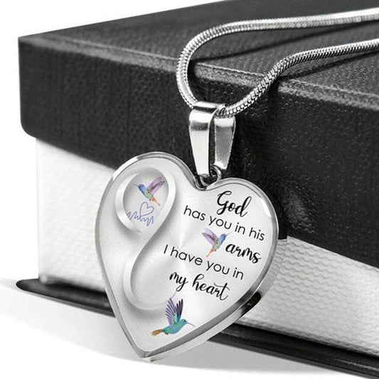 God Has You In His Arms Hummingbird Necklace