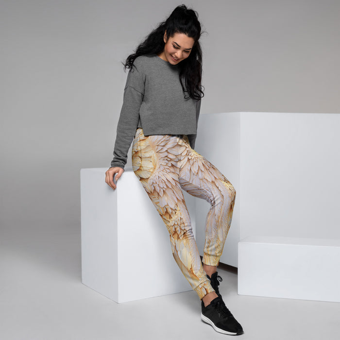 Golden Wings Print Women's Recycled Joggers — All-Over Print Festival Pants