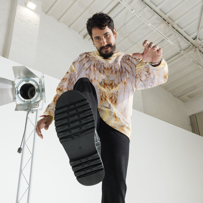 Golden Wings Unisex Sweatshirt — All-Over Print Festival & Streetwear