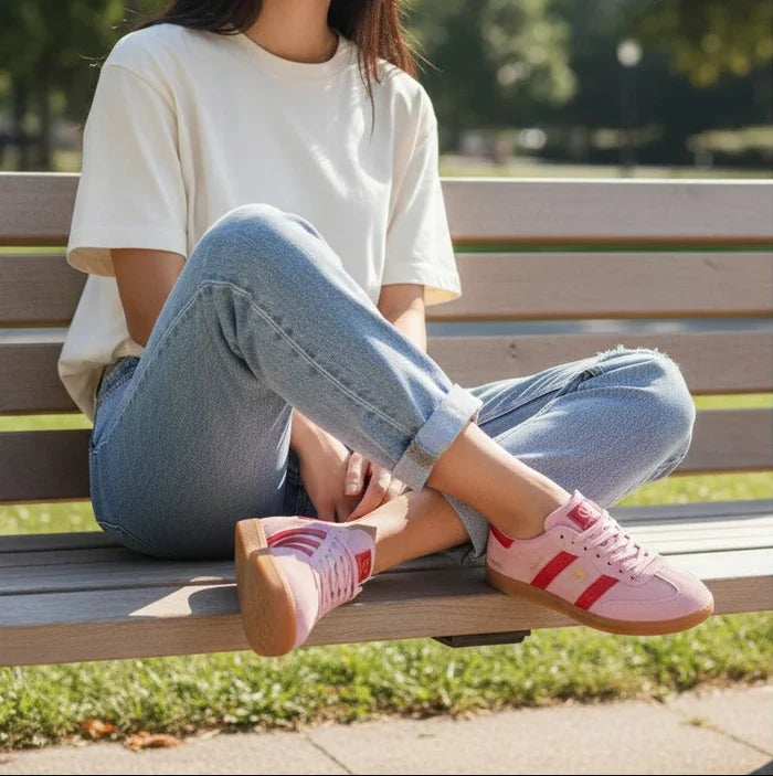 Goodsole Parallel Pink & Red Suede Sneakers