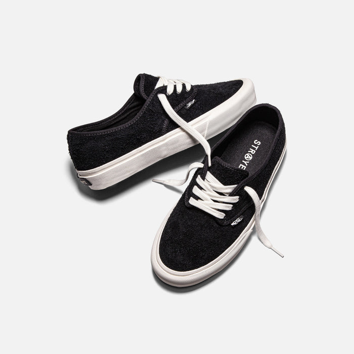 STRAYE Gower Black Suede – angled lifestyle photo skate shoe