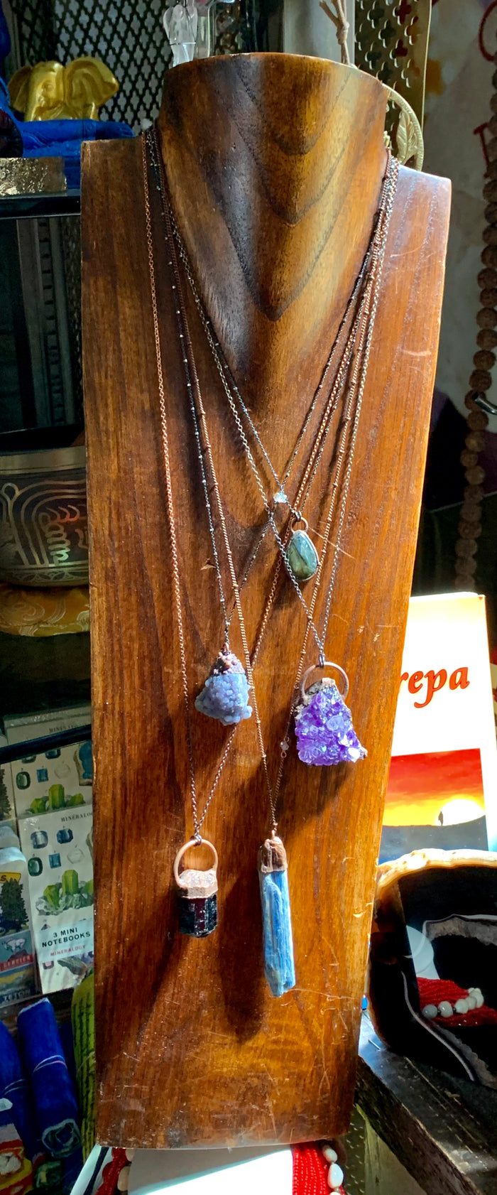 Grape Agate Handmade Pendant w Herkimer