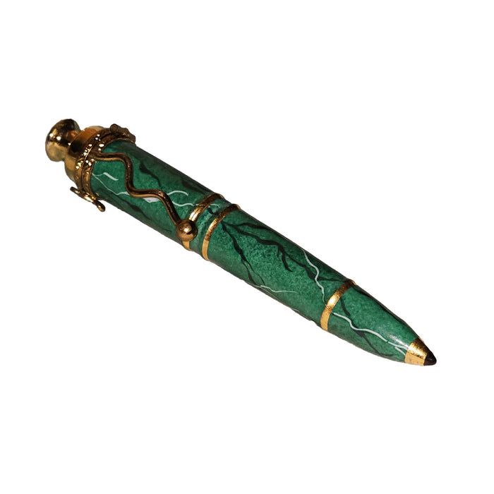 Elegant Green Marble Ballpoint Pen Porcelain Limoges professional French Trinket Box