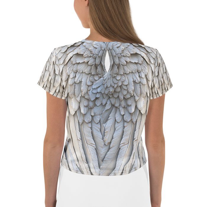 Grey All-Over Wings Print Crop Tee