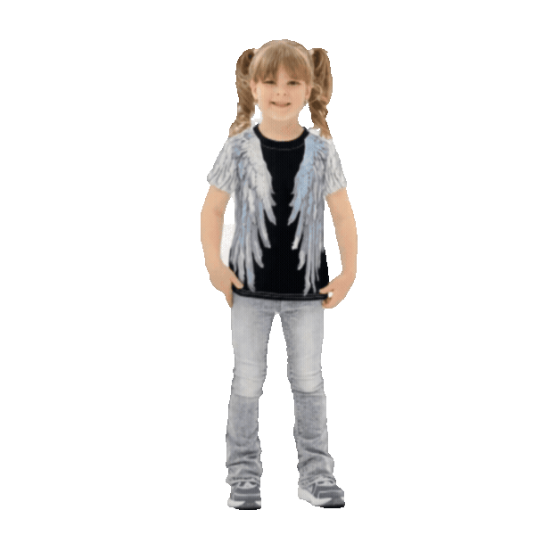 Grey & Black Angel Wings Unisex Kids T-Shirt — Cotton Blend Tee