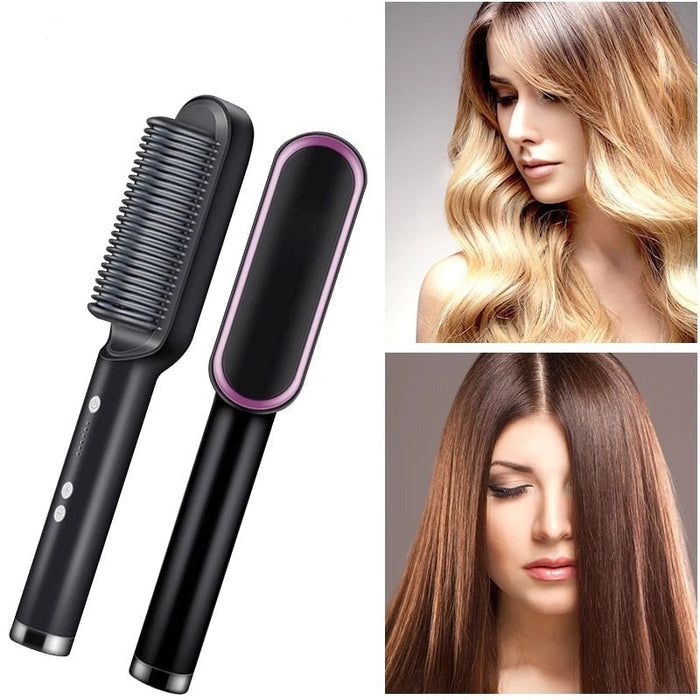Hair Straightener Brush Heated Comb