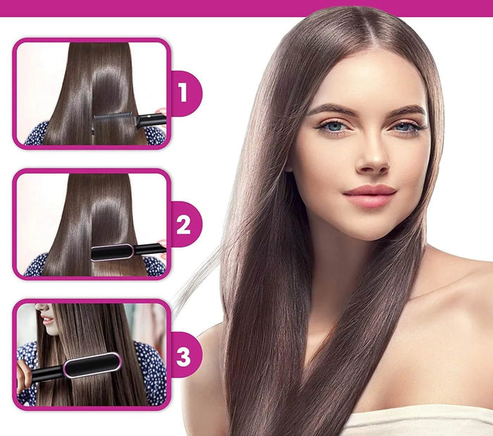 Hair Straightener Brush Heated Comb