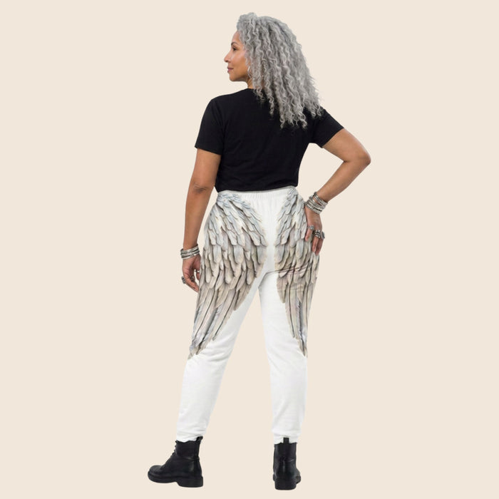 Half Leg Wings Print Women's Recycled Joggers — All-Over Print Festival Pants