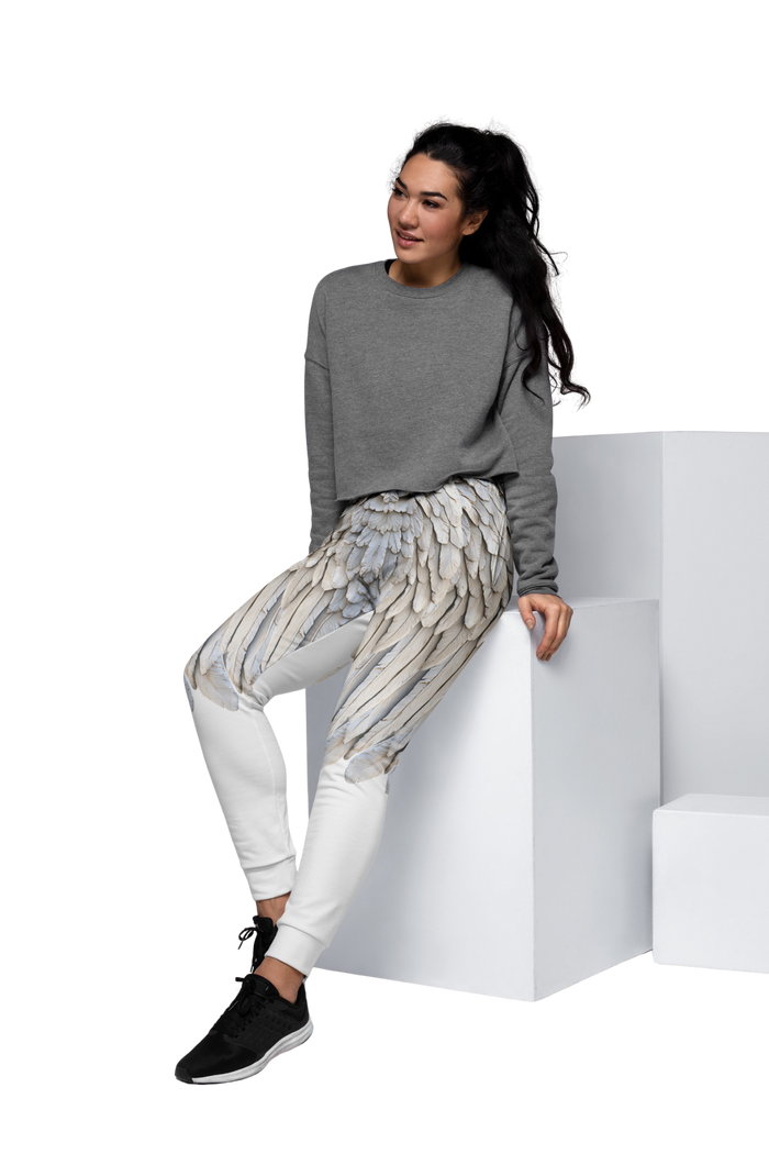 Half Leg Wings Print Women's Recycled Joggers — All-Over Print Festival Pants