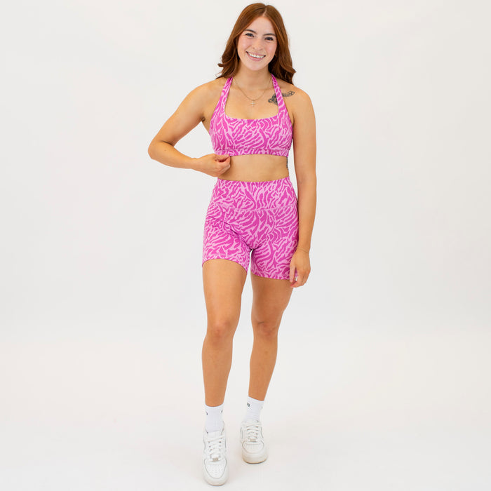 Cyclamen Zebra Halter Bra - Light Support