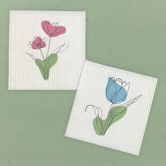 Hand Drawn Flowers  - 2pk Swedish Dish Cloth