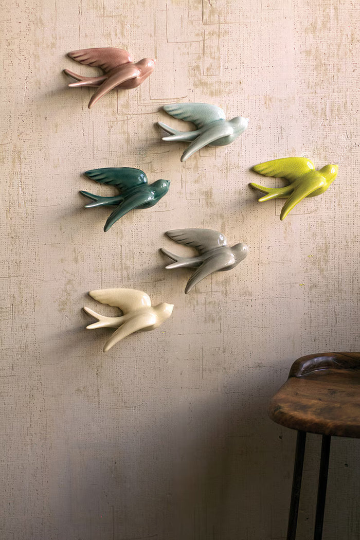 Hanging Ceramic Swallows