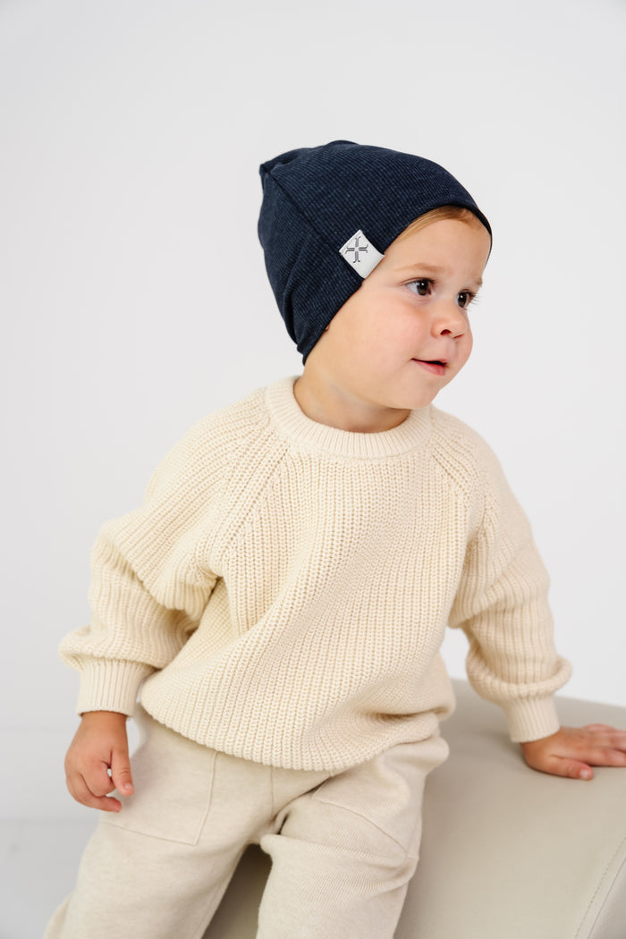hat ribbed beanie - denim