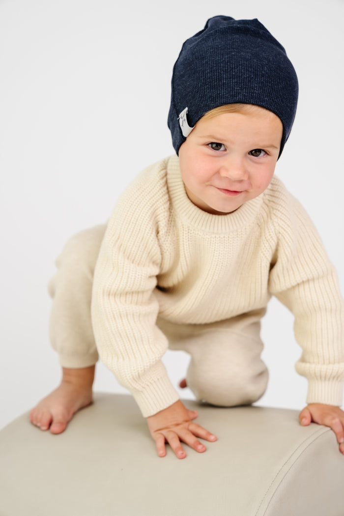hat ribbed beanie - denim