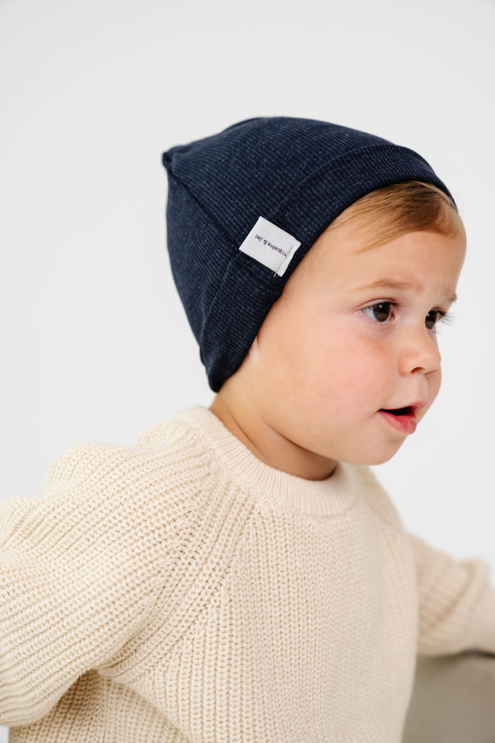 hat ribbed beanie - denim