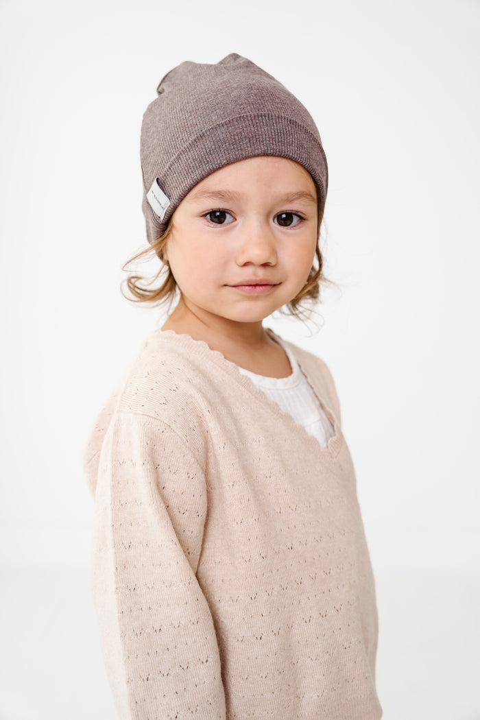 hat ribbed beanie - maple