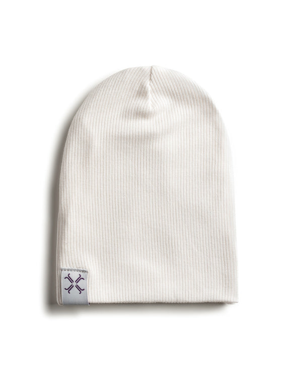 hat ribbed beanie - natural white