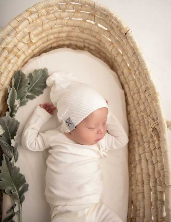 hat ribbed beanie - natural white