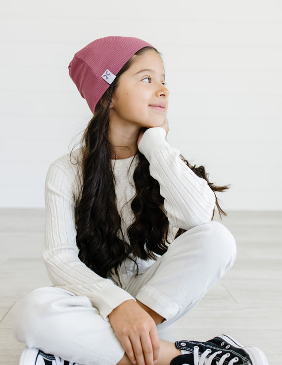 hat ribbed beanie - wine