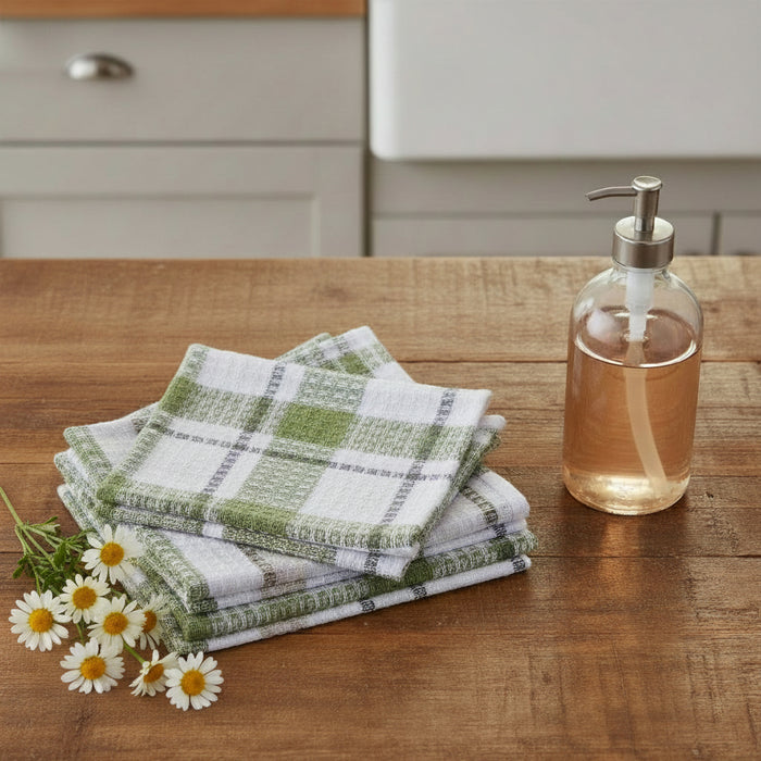 Hayson Sage Plaid Dishcloth Set of 3-Lange General Store