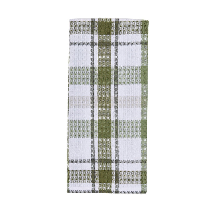 Hayson Sage Plaid Waffle Dishtowel-Lange General Store