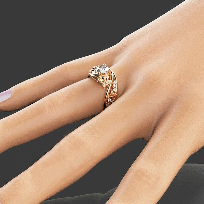 Hollow Rock Crystal Butterfly Flower Ring